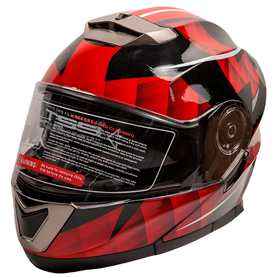 Casque moto modulaire DVS Modèle T161 Rouge