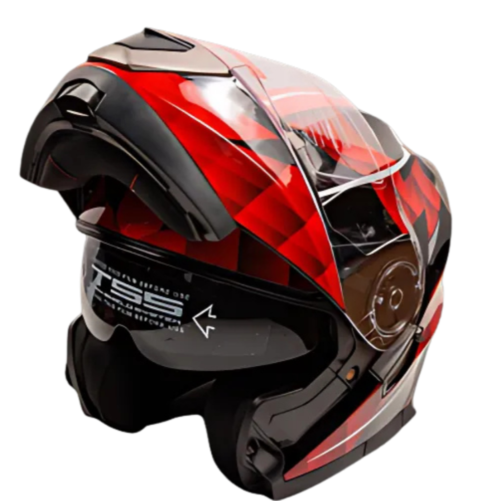 Casque moto modulaire DVS Modèle T161 Rouge