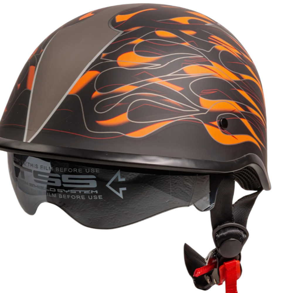 Motorcycle Helmet Half Helmet DVS Model P110 Matt-Flame