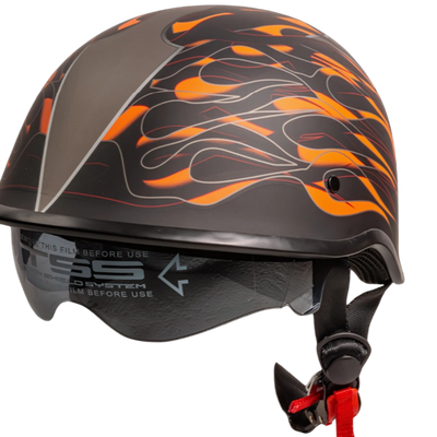 Motorcycle Helmet Half Helmet DVS Model P110 Matt-Flame