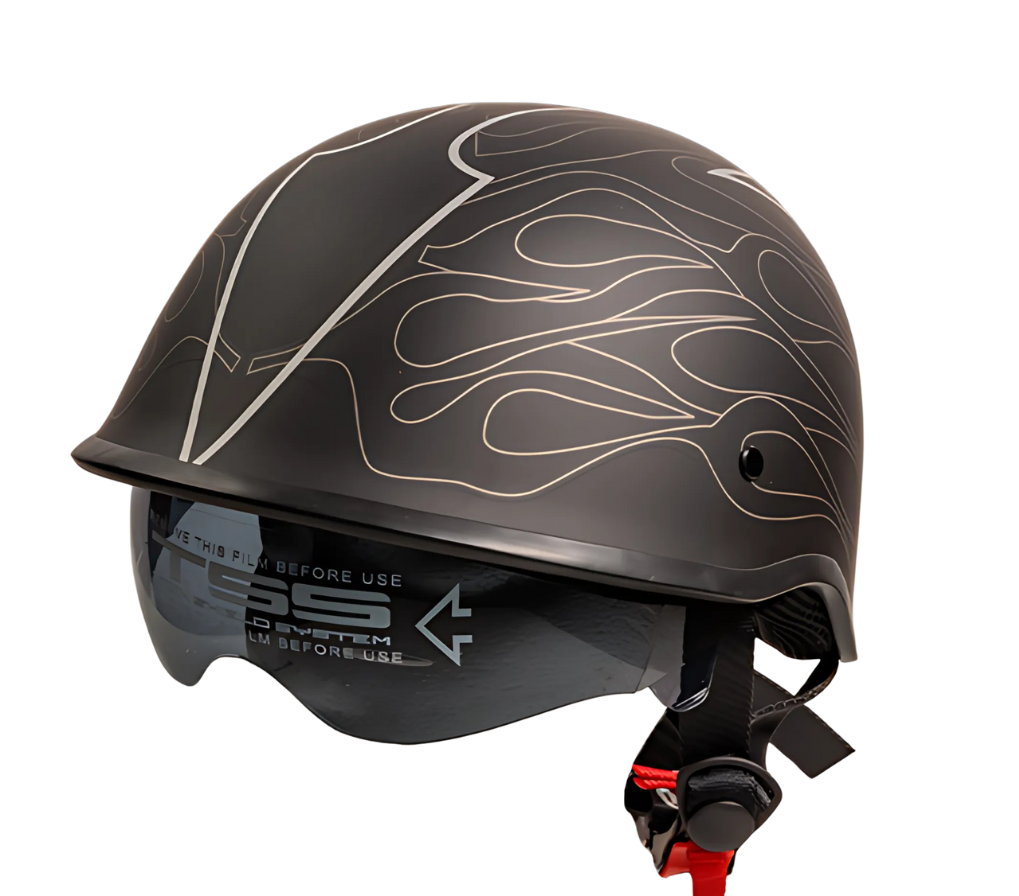 DVS Half Helmet Motorcycle Helmet Model P110 Flame Grey